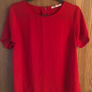 Red Zip Back Blouse